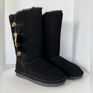Bearpaw Lori Black Suede Boots Womens Size 10